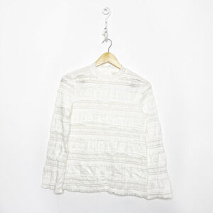 ByTiMo Cressida Top white Sundance long sleeve high nexk lacey womens small